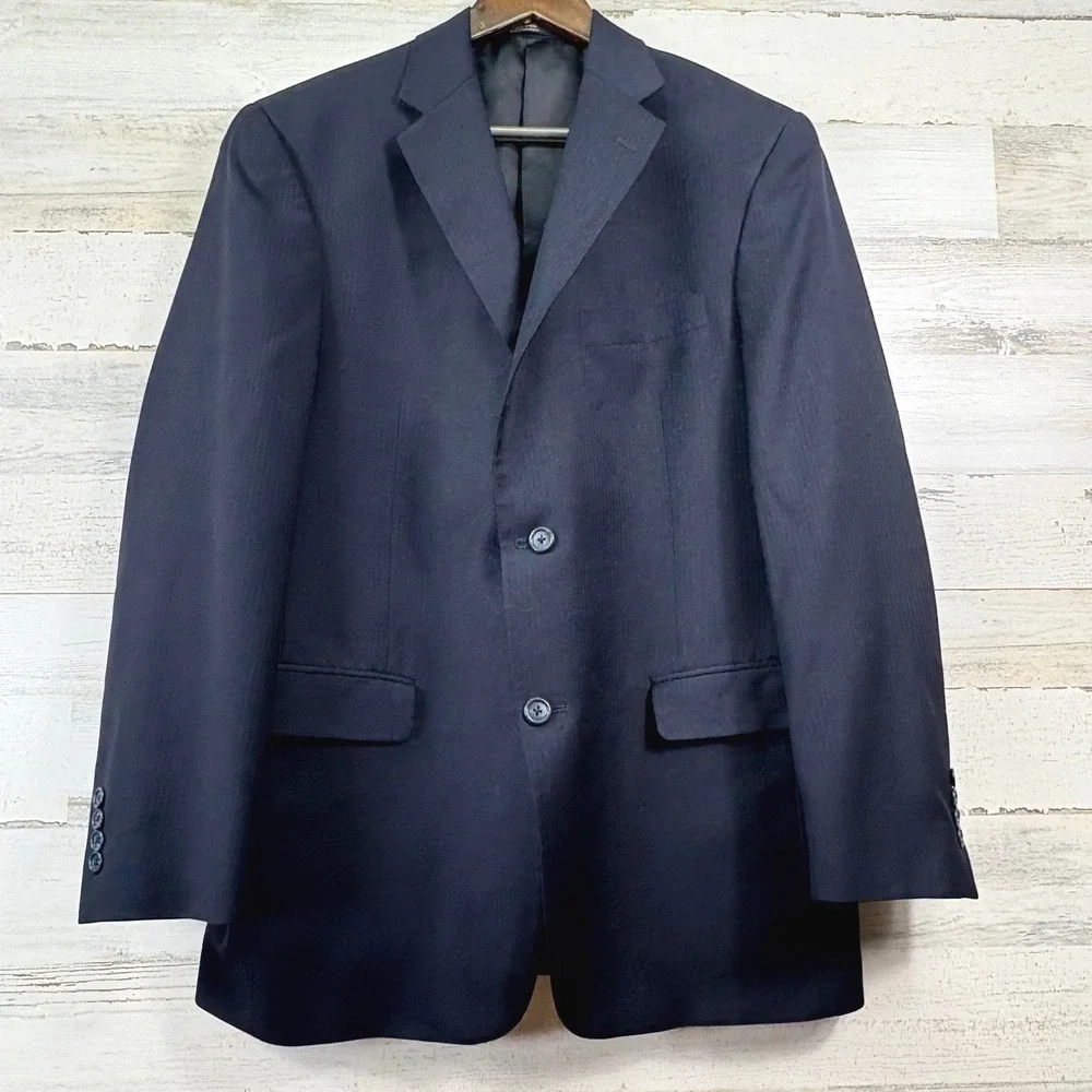 Hart Schaffner Marx Blazer Mens 42R Navy Blue Gold Trumpeter Nordstrom Old Money